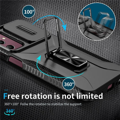 For Samsung Galaxy A15 5G Case Kickstand Slide Lens Lid TPU+PC Hybrid Phone Cover