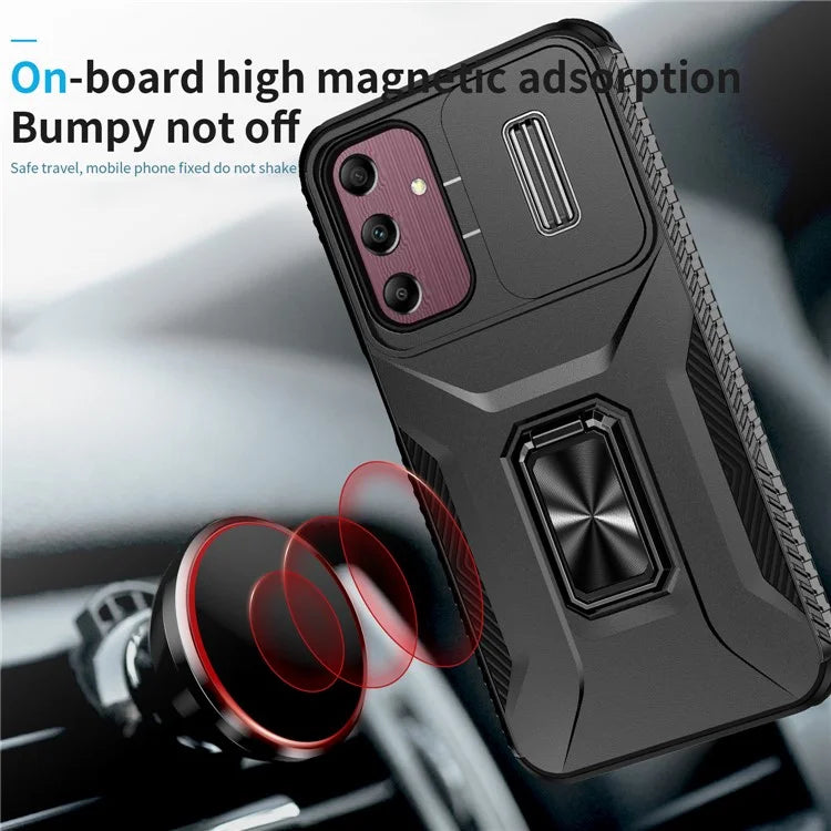 For Samsung Galaxy A15 5G Case Kickstand Slide Lens Lid TPU+PC Hybrid Phone Cover