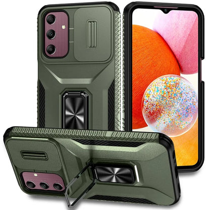 For Samsung Galaxy A15 5G Case Kickstand Slide Lens Lid TPU+PC Hybrid Phone Cover