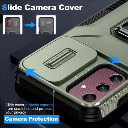 For Samsung Galaxy A15 5G Case Kickstand Slide Lens Lid TPU+PC Hybrid Phone Cover