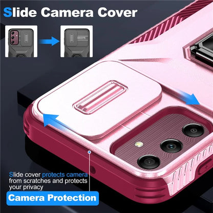For Samsung Galaxy A15 5G Case Kickstand Slide Lens Lid TPU+PC Hybrid Phone Cover