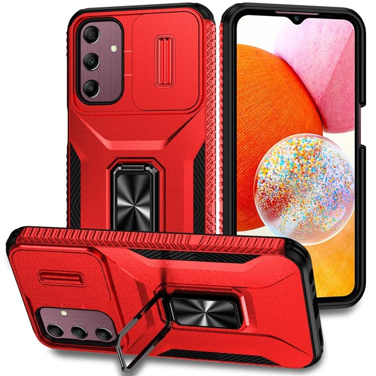 For Samsung Galaxy A15 5G Case Kickstand Slide Lens Lid TPU+PC Hybrid Phone Cover