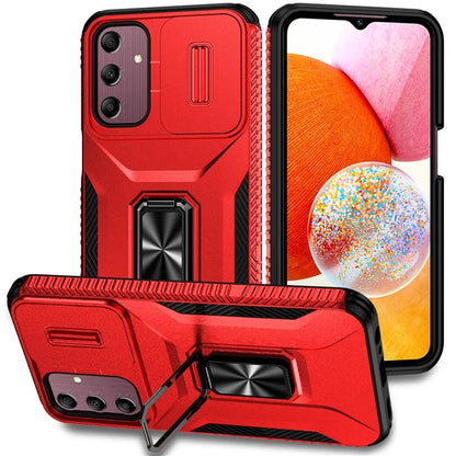 For Samsung Galaxy A15 5G Case Kickstand Slide Lens Lid TPU+PC Hybrid Phone Cover