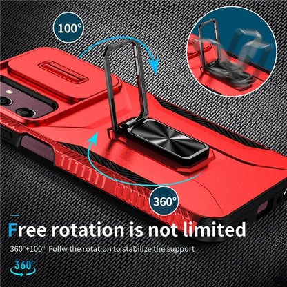 For Samsung Galaxy A15 5G Case Kickstand Slide Lens Lid TPU+PC Hybrid Phone Cover