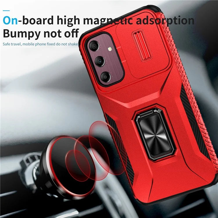 For Samsung Galaxy A15 5G Case Kickstand Slide Lens Lid TPU+PC Hybrid Phone Cover