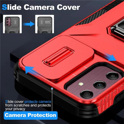 For Samsung Galaxy A15 5G Case Kickstand Slide Lens Lid TPU+PC Hybrid Phone Cover