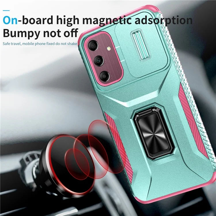 For Samsung Galaxy A15 5G Case Kickstand Slide Lens Lid TPU+PC Hybrid Phone Cover