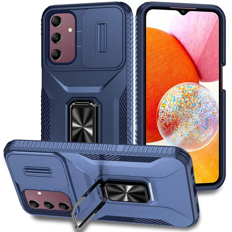 For Samsung Galaxy A15 5G Case Kickstand Slide Lens Lid TPU+PC Hybrid Phone Cover