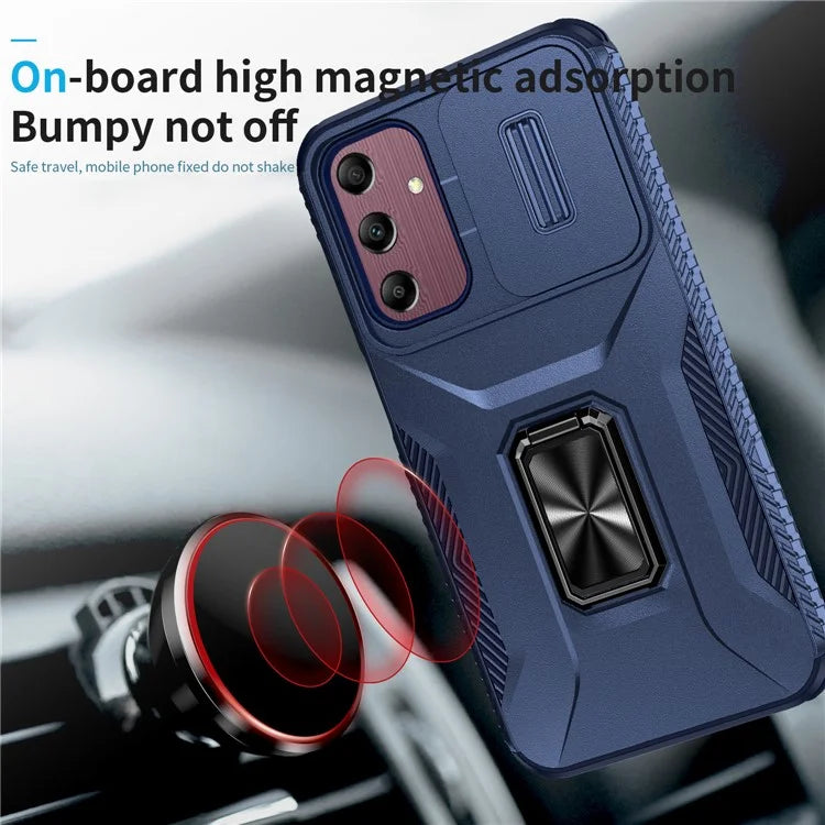 For Samsung Galaxy A15 5G Case Kickstand Slide Lens Lid TPU+PC Hybrid Phone Cover