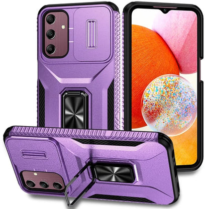 For Samsung Galaxy A15 5G Case Kickstand Slide Lens Lid TPU+PC Hybrid Phone Cover