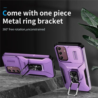 For Samsung Galaxy A15 5G Case Kickstand Slide Lens Lid TPU+PC Hybrid Phone Cover