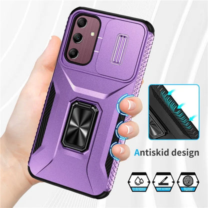 For Samsung Galaxy A15 5G Case Kickstand Slide Lens Lid TPU+PC Hybrid Phone Cover