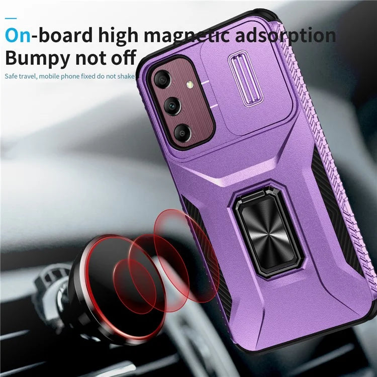 For Samsung Galaxy A15 5G Case Kickstand Slide Lens Lid TPU+PC Hybrid Phone Cover