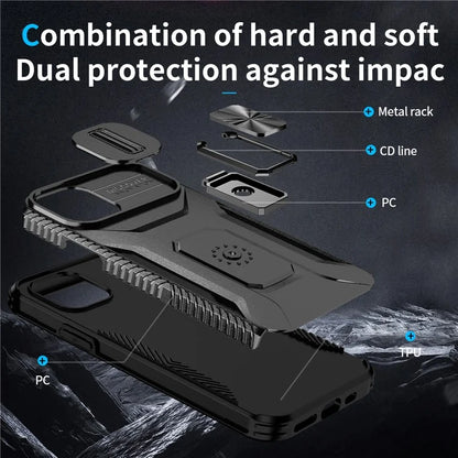 For iPhone 11 Pro Case PC+TPU Phone Cover Sliding Camshield Holder