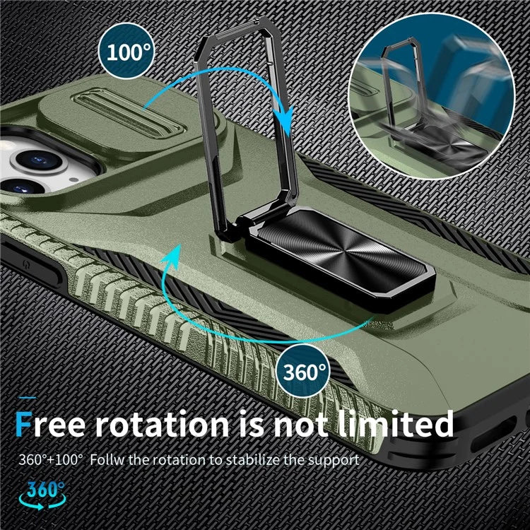 For iPhone 11 Pro Case PC+TPU Phone Cover Sliding Camshield Holder