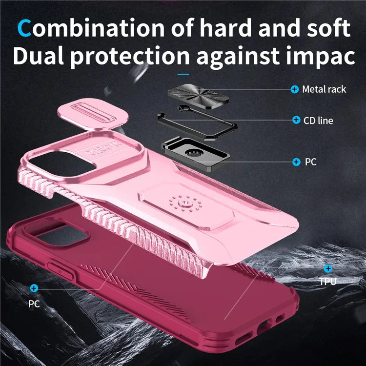 For iPhone 11 Pro Case PC+TPU Phone Cover Sliding Camshield Holder