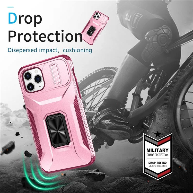For iPhone 11 Pro Case PC+TPU Phone Cover Sliding Camshield Holder