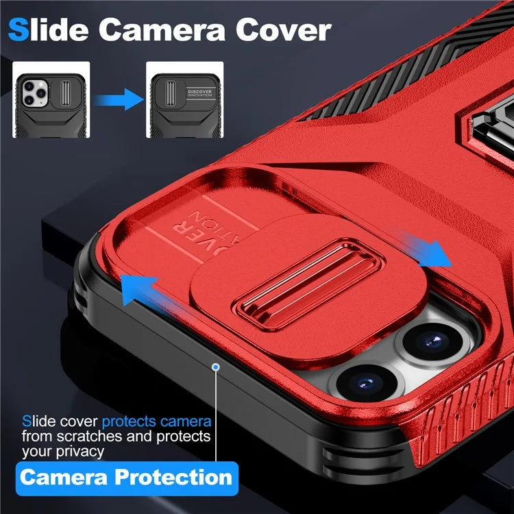For iPhone 11 Pro Case PC+TPU Phone Cover Sliding Camshield Holder