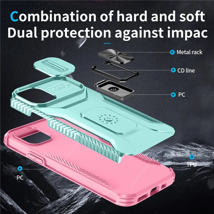 For iPhone 11 Pro Case PC+TPU Phone Cover Sliding Camshield Holder