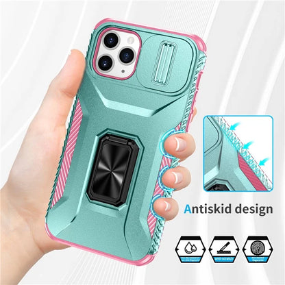 For iPhone 11 Pro Case PC+TPU Phone Cover Sliding Camshield Holder