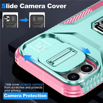 For iPhone 11 Pro Case PC+TPU Phone Cover Sliding Camshield Holder