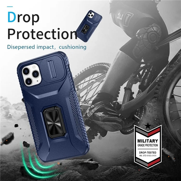 For iPhone 11 Pro Case PC+TPU Phone Cover Sliding Camshield Holder