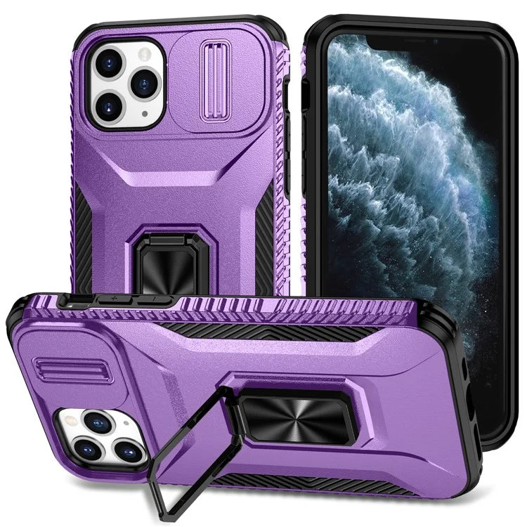 For iPhone 11 Pro Case PC+TPU Phone Cover Sliding Camshield Holder