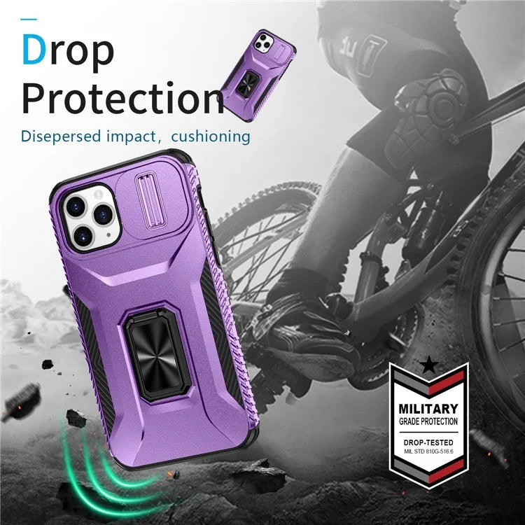 For iPhone 11 Pro Case PC+TPU Phone Cover Sliding Camshield Holder