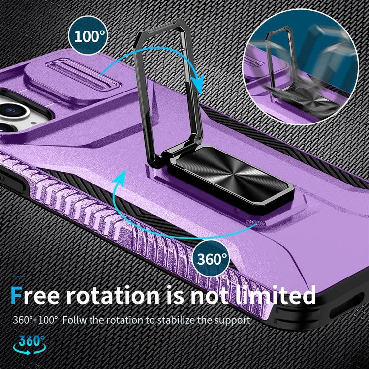 For iPhone 11 Pro Max Case TPU+PC Lens Protection Phone Cover with Ring Kickstand