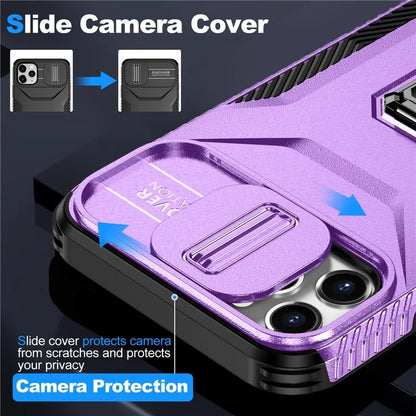 For iPhone 11 Pro Max Case TPU+PC Lens Protection Phone Cover with Ring Kickstand