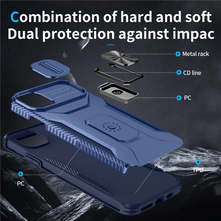 For iPhone 11 Pro Max Case TPU+PC Lens Protection Phone Cover with Ring Kickstand