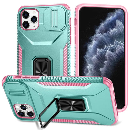 For iPhone 11 Pro Max Case TPU+PC Lens Protection Phone Cover with Ring Kickstand