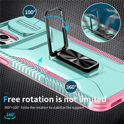 For iPhone 11 Pro Max Case TPU+PC Lens Protection Phone Cover with Ring Kickstand