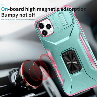 For iPhone 11 Pro Max Case TPU+PC Lens Protection Phone Cover with Ring Kickstand