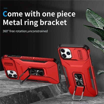 For iPhone 11 Pro Max Case TPU+PC Lens Protection Phone Cover with Ring Kickstand