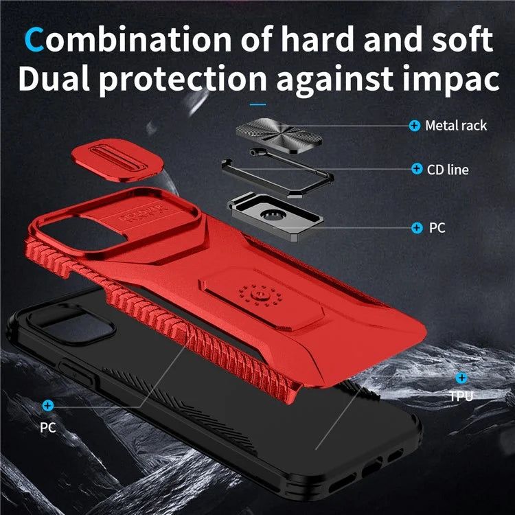 For iPhone 11 Pro Max Case TPU+PC Lens Protection Phone Cover with Ring Kickstand