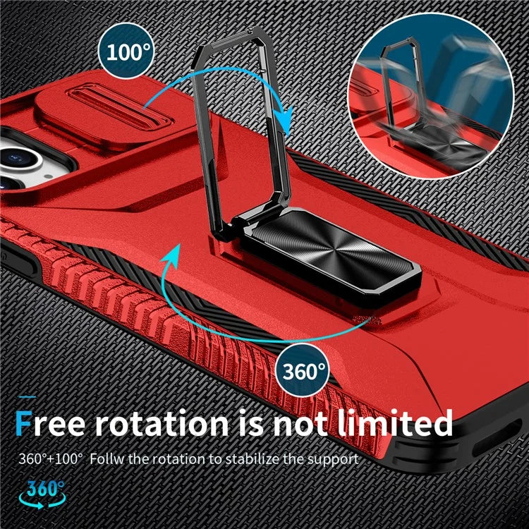 For iPhone 11 Pro Max Case TPU+PC Lens Protection Phone Cover with Ring Kickstand
