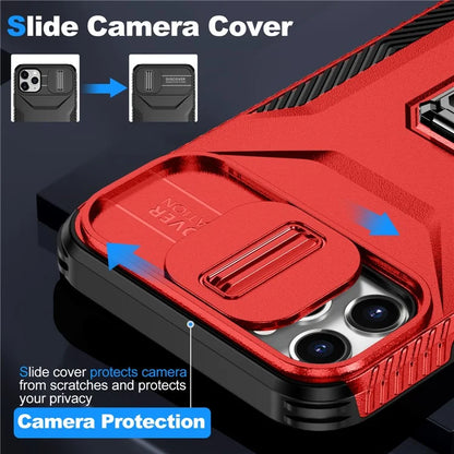 For iPhone 11 Pro Max Case TPU+PC Lens Protection Phone Cover with Ring Kickstand
