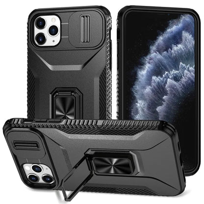 For iPhone 11 Pro Max Case TPU+PC Lens Protection Phone Cover with Ring Kickstand