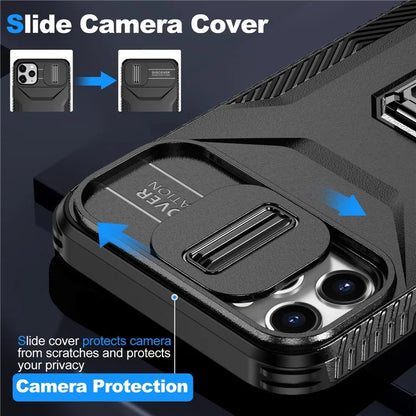 For iPhone 11 Pro Max Case TPU+PC Lens Protection Phone Cover with Ring Kickstand