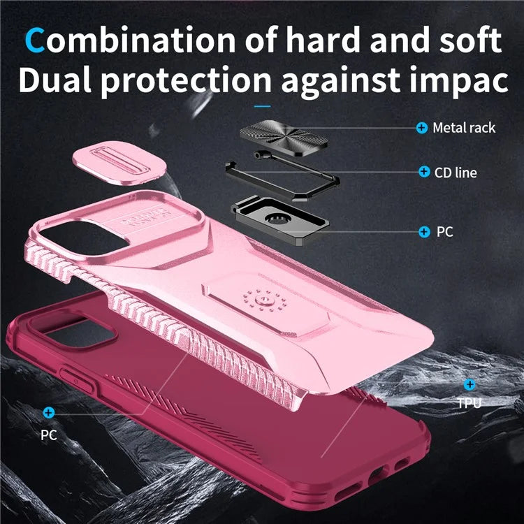 For iPhone 11 Pro Max Case TPU+PC Lens Protection Phone Cover with Ring Kickstand