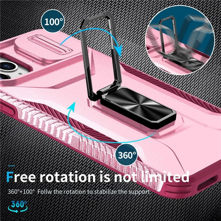 For iPhone 11 Pro Max Case TPU+PC Lens Protection Phone Cover with Ring Kickstand