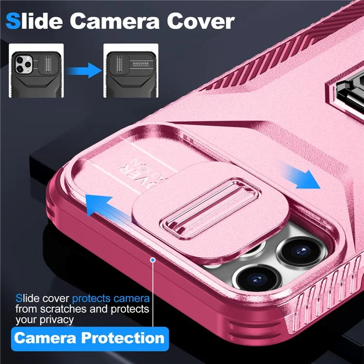 For iPhone 11 Pro Max Case TPU+PC Lens Protection Phone Cover with Ring Kickstand