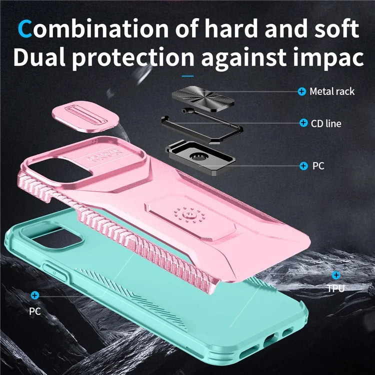 For iPhone 11 Pro Max Case TPU+PC Lens Protection Phone Cover with Ring Kickstand