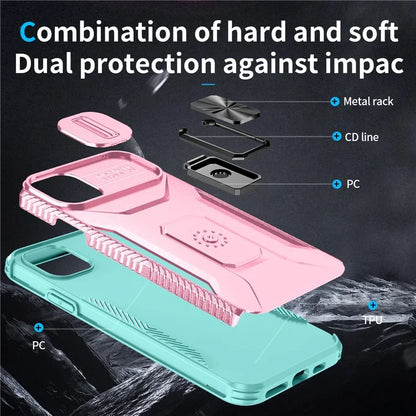 For iPhone 11 Pro Max Case TPU+PC Lens Protection Phone Cover with Ring Kickstand