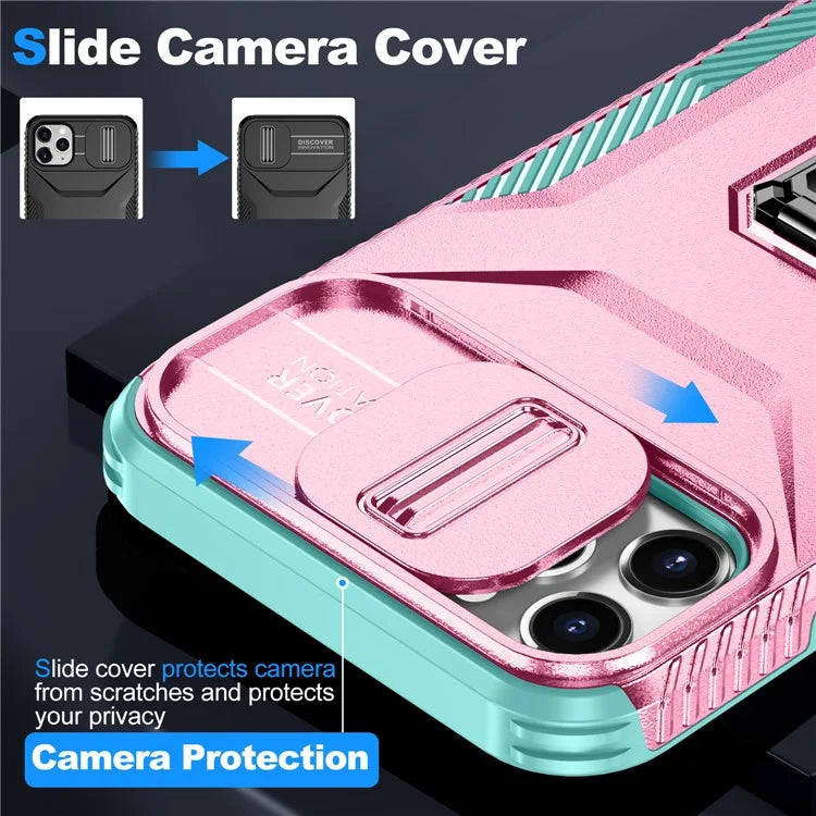 For iPhone 11 Pro Max Case TPU+PC Lens Protection Phone Cover with Ring Kickstand