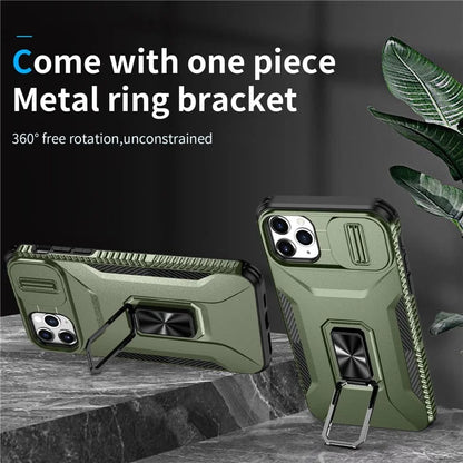 For iPhone 11 Pro Max Case TPU+PC Lens Protection Phone Cover with Ring Kickstand