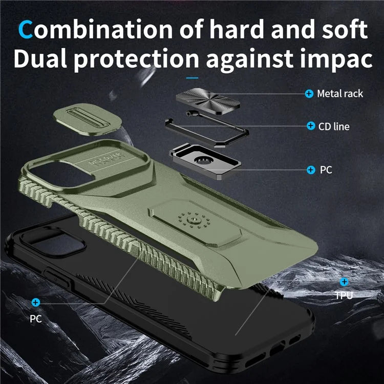 For iPhone 11 Pro Max Case TPU+PC Lens Protection Phone Cover with Ring Kickstand