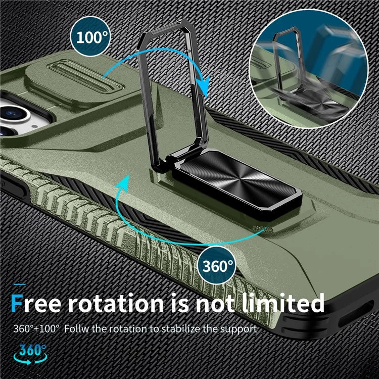 For iPhone 11 Pro Max Case TPU+PC Lens Protection Phone Cover with Ring Kickstand