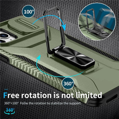 For iPhone 11 Pro Max Case TPU+PC Lens Protection Phone Cover with Ring Kickstand